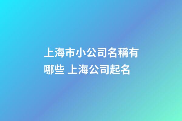 上海市小公司名稱有哪些 上海公司起名-第1張-公司起名-玄機派